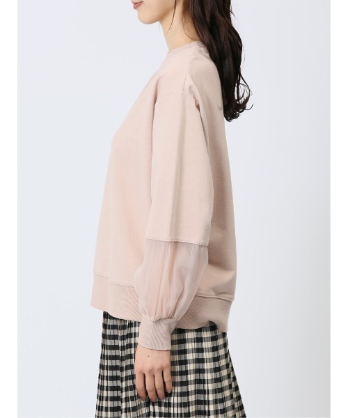 m.f.editorial（エムエフエディトリアル）の「【袖シアー切替】m.f.エディトリアル レディース クルーネック 長袖プルオーバー（Tシャツ/カットソー・レディース・ベージュ/ブラック/アイボリー・LARGE/MEDIUM）」の8枚目の写真