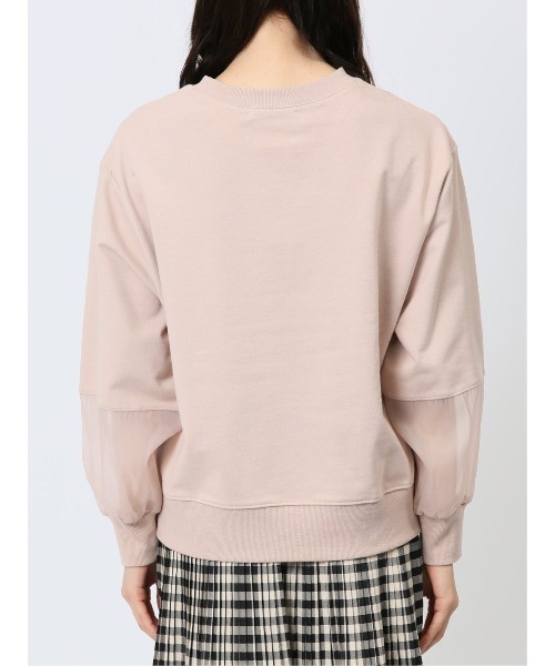 m.f.editorial（エムエフエディトリアル）の「【袖シアー切替】m.f.エディトリアル レディース クルーネック 長袖プルオーバー（Tシャツ/カットソー・レディース・ベージュ/ブラック/アイボリー・LARGE/MEDIUM）」の9枚目の写真