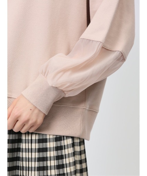 m.f.editorial（エムエフエディトリアル）の「【袖シアー切替】m.f.エディトリアル レディース クルーネック 長袖プルオーバー（Tシャツ/カットソー・レディース・ベージュ/ブラック/アイボリー・LARGE/MEDIUM）」の11枚目の写真