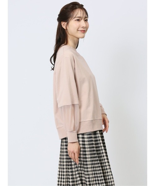 m.f.editorial（エムエフエディトリアル）の「【袖シアー切替】m.f.エディトリアル レディース クルーネック 長袖プルオーバー（Tシャツ/カットソー・レディース・ベージュ/ブラック/アイボリー・LARGE/MEDIUM）」の14枚目の写真