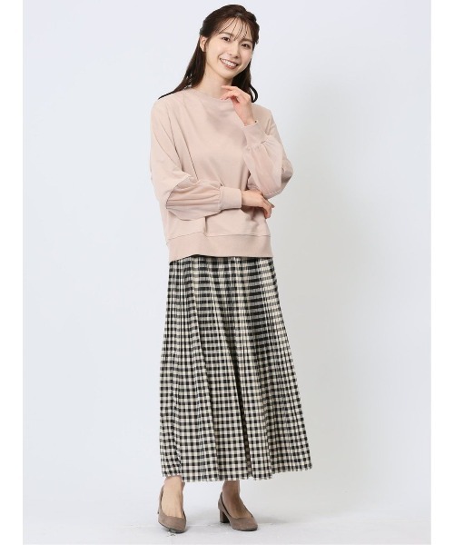 m.f.editorial（エムエフエディトリアル）の「【袖シアー切替】m.f.エディトリアル レディース クルーネック 長袖プルオーバー（Tシャツ/カットソー・レディース・ベージュ/ブラック/アイボリー・LARGE/MEDIUM）」の15枚目の写真