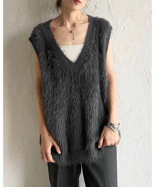 【未使用品】SEEALL/オーバーサイズニットベスト/size2/ブラウン ◇ ファッション 【未使用品】SEEALL/オーバーサイズニットベスト