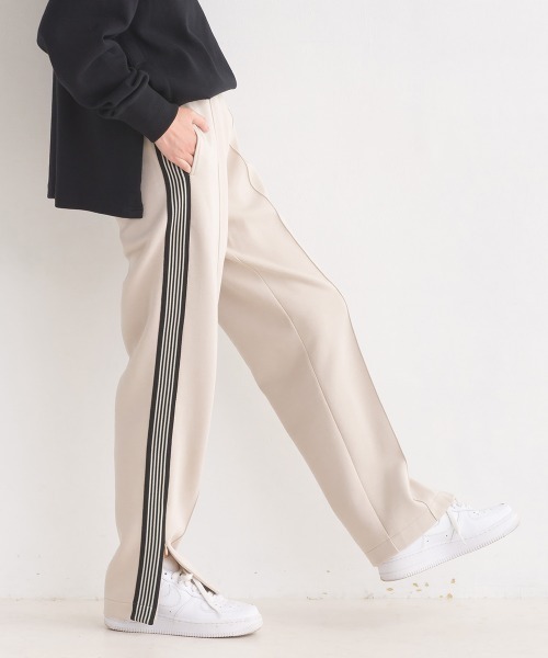 OMNES(オムネス)の「ダンボールニットライン入りトラックパンツ(スウェットパンツ・レディース・グリーン/ベージュ/ブラック・LARGE/MEDIUM)」の3枚目の写真