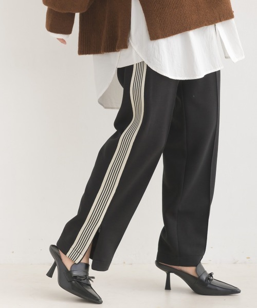 OMNES(オムネス)の「ダンボールニットライン入りトラックパンツ(スウェットパンツ・レディース・グリーン/ベージュ/ブラック・LARGE/MEDIUM)」の21枚目の写真