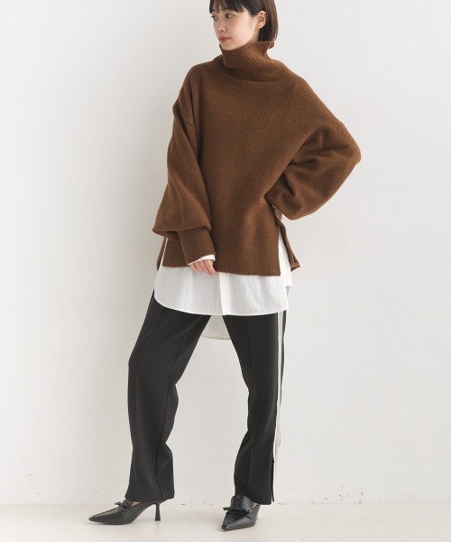 OMNES(オムネス)の「ダンボールニットライン入りトラックパンツ(スウェットパンツ・レディース・グリーン/ベージュ/ブラック・LARGE/MEDIUM)」の6枚目の写真