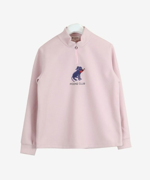 Picone CLUB(ピッコーネクラブ)の「フリース長袖ハーフジッププルオーバー(スウェット・レディース・ブラック/ライトブルー/ピンク/ホワイト・S/M/L)」の4枚目の写真