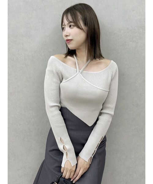 dazzlin（ダズリン）の「レイヤードオフショルバックリボンニット（ニット/セーター・レディース・ブラック/グレー/ブルー・FREE）」の5枚目の写真