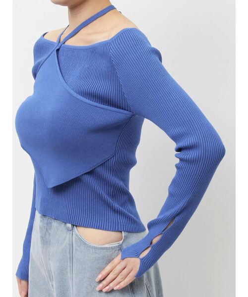 dazzlin（ダズリン）の「レイヤードオフショルバックリボンニット（ニット/セーター・レディース・ブラック/グレー/ブルー・FREE）」の19枚目の写真