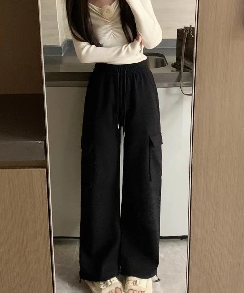 dream in the cradle（ドリームインザクレイドル）の「サイドポケット スウェットパンツ（スウェットパンツ・レディース・ブラック/ホワイト・FREE）」の5枚目の写真