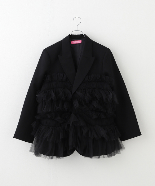 【VIVIANO / ヴィヴィアーノ】Gathered Tulle Blazer VS-AW24J02