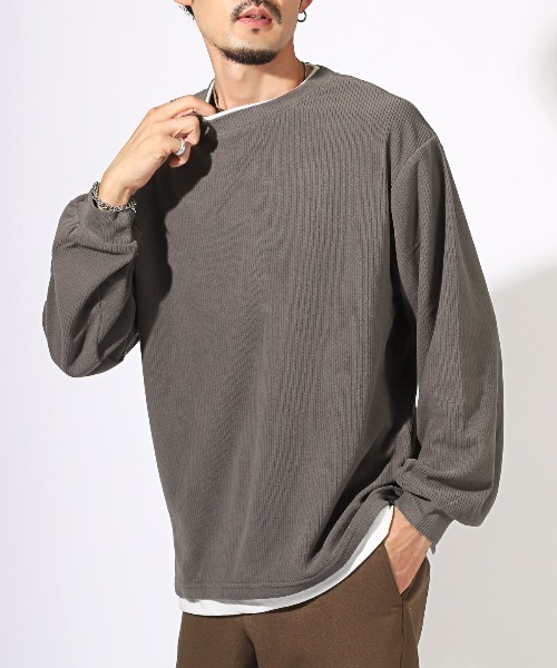 LUXSTYLE(ラグスタイル)の「フェイクレイヤードコーデュロイロンT(Tシャツ/カットソー・メンズ・ブルー/ブラック/チャコールグレー・XL/L/M)」の3枚目の写真