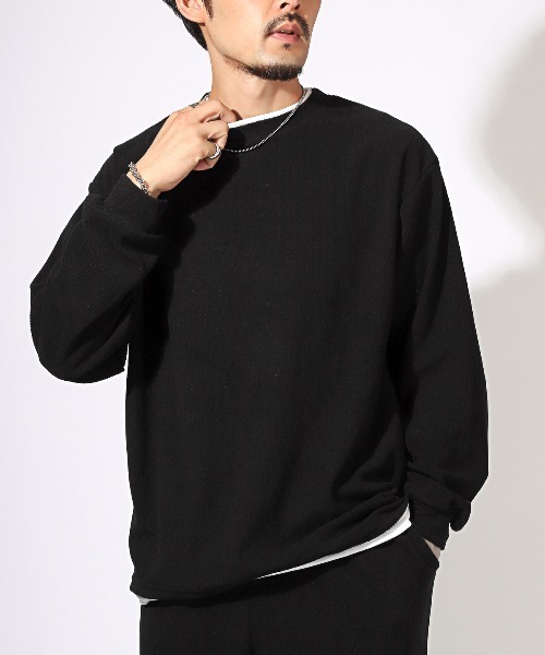 LUXSTYLE(ラグスタイル)の「フェイクレイヤードコーデュロイロンT(Tシャツ/カットソー・メンズ・ブルー/ブラック/チャコールグレー・XL/L/M)」の2枚目の写真