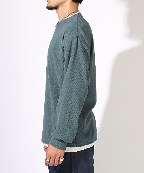 LUXSTYLE(ラグスタイル)の「フェイクレイヤードコーデュロイロンT(Tシャツ/カットソー・メンズ・ブルー/ブラック/チャコールグレー・XL/L/M)」の5枚目の写真