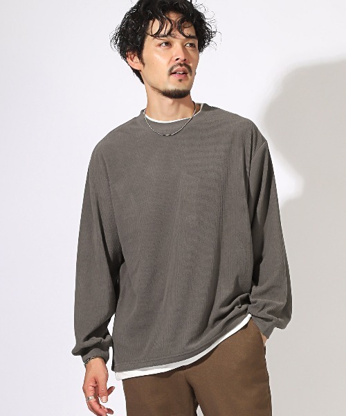 LUXSTYLE(ラグスタイル)の「フェイクレイヤードコーデュロイロンT(Tシャツ/カットソー・メンズ・ブルー/ブラック/チャコールグレー・XL/L/M)」の6枚目の写真