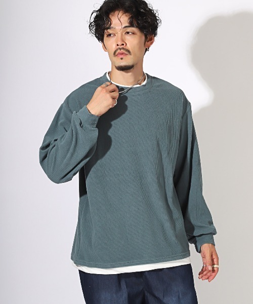 LUXSTYLE(ラグスタイル)の「フェイクレイヤードコーデュロイロンT(Tシャツ/カットソー・メンズ・ブルー/ブラック/チャコールグレー・XL/L/M)」の8枚目の写真