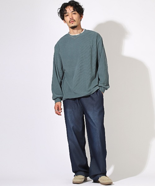 LUXSTYLE(ラグスタイル)の「フェイクレイヤードコーデュロイロンT(Tシャツ/カットソー・メンズ・ブルー/ブラック/チャコールグレー・XL/L/M)」の9枚目の写真