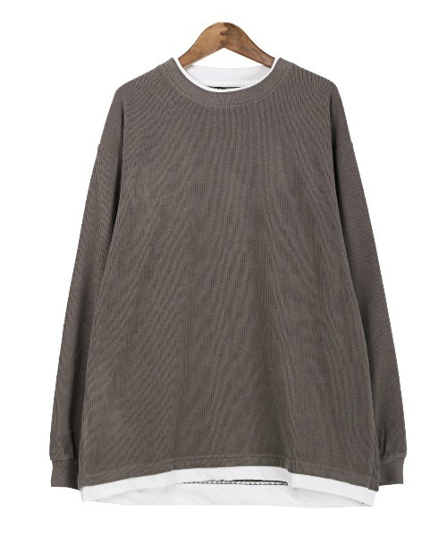 LUXSTYLE(ラグスタイル)の「フェイクレイヤードコーデュロイロンT(Tシャツ/カットソー・メンズ・ブルー/ブラック/チャコールグレー・XL/L/M)」の15枚目の写真