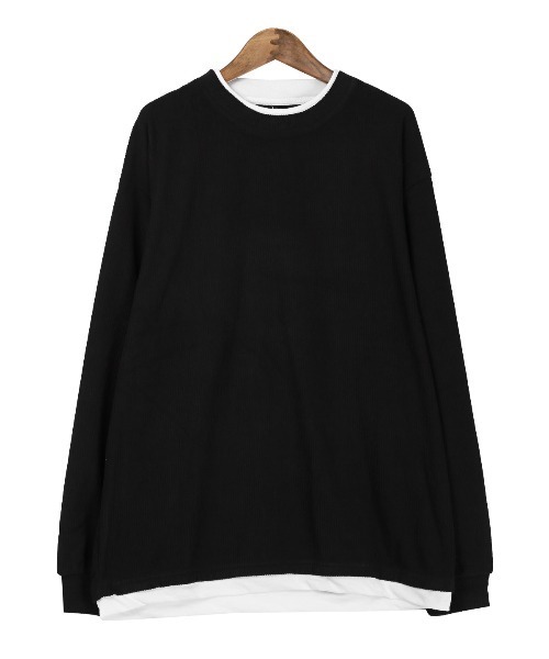 LUXSTYLE(ラグスタイル)の「フェイクレイヤードコーデュロイロンT(Tシャツ/カットソー・メンズ・ブルー/ブラック/チャコールグレー・XL/L/M)」の17枚目の写真
