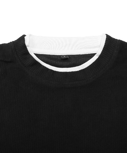 LUXSTYLE(ラグスタイル)の「フェイクレイヤードコーデュロイロンT(Tシャツ/カットソー・メンズ・ブルー/ブラック/チャコールグレー・XL/L/M)」の18枚目の写真