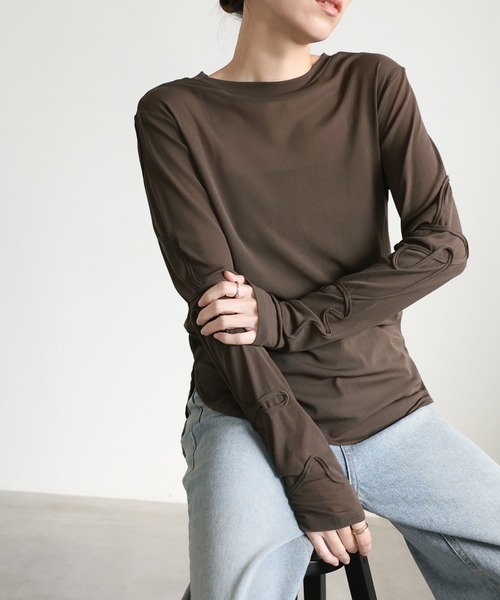 コード刺繍スリーブシアートップス（Tシャツ/カットソー）｜select