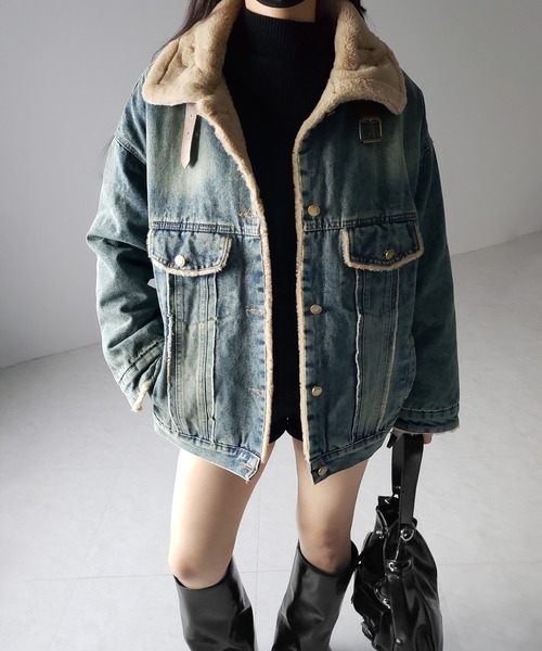 me+em select ヴィンテージデニムフェイクファージャケット me+em select（ミームセレクト）の「【 2color 】ヴィンテージ
