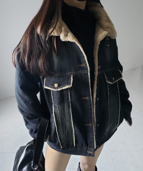 me+em select ヴィンテージデニムフェイクファージャケット me+em select（ミームセレクト）の「【 2color 】ヴィンテージ