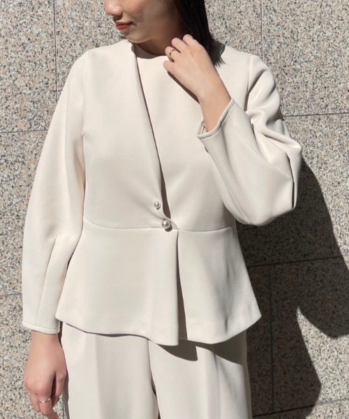 kaene(カエン)の「kaene(カエン) ハイストレッチブラウス/010461/フォーマル/セレモニー/セットアップ/卒入式(シャツ/ブラウス・レディース・ライトベージュ/ブラック・36/38)」の16枚目の写真