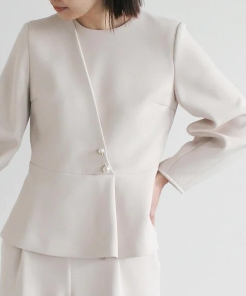 kaene(カエン)の「kaene(カエン) ハイストレッチブラウス/010461/フォーマル/セレモニー/セットアップ/卒入式(シャツ/ブラウス・レディース・ライトベージュ/ブラック・36/38)」の15枚目の写真