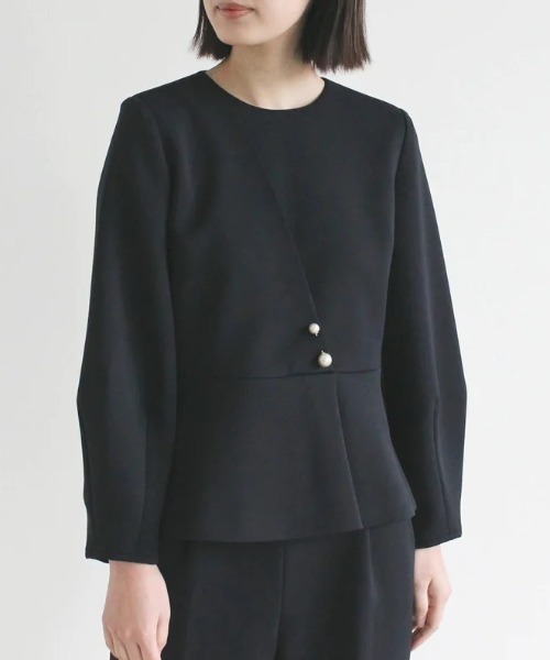 kaene(カエン)の「kaene(カエン) ハイストレッチブラウス/010461/フォーマル/セレモニー/セットアップ/卒入式(シャツ/ブラウス・レディース・ライトベージュ/ブラック・36/38)」の14枚目の写真