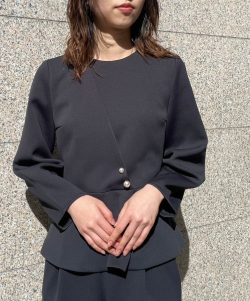 kaene(カエン)の「kaene(カエン) ハイストレッチブラウス/010461/フォーマル/セレモニー/セットアップ/卒入式(シャツ/ブラウス・レディース・ライトベージュ/ブラック・36/38)」の12枚目の写真