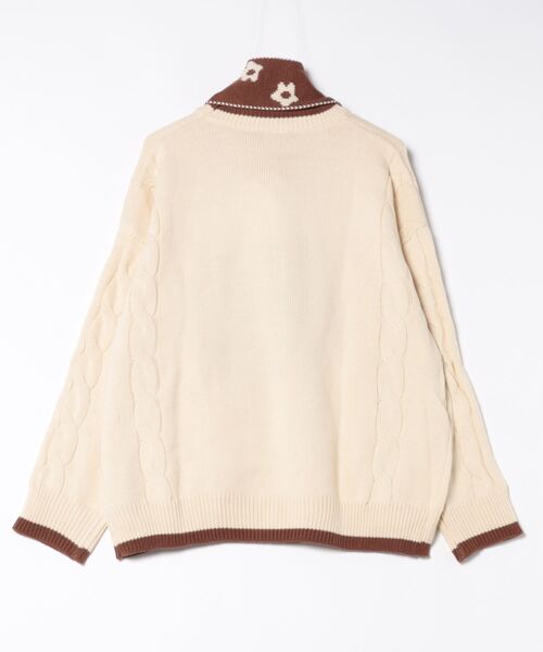 HOOK(フック)の「HOOK -select- マフラー付き犬イラストジャカードニット(ニット/セーター・メンズ・ベージュ/チョコ・LARGE/MEDIUM)」の3枚目の写真