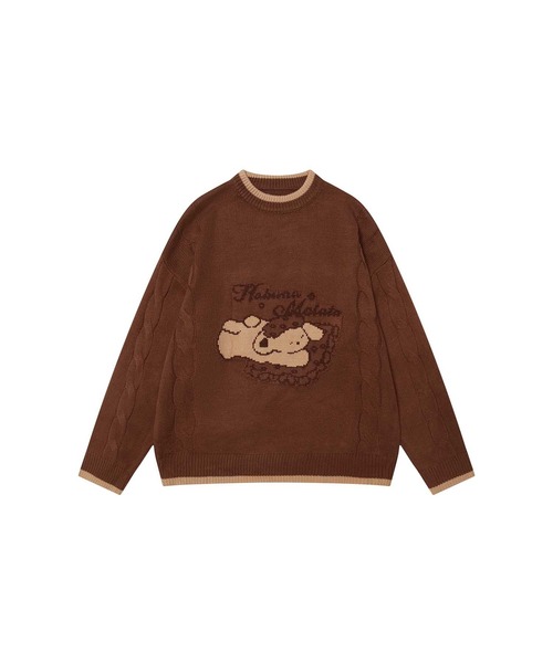 HOOK(フック)の「HOOK -select- マフラー付き犬イラストジャカードニット(ニット/セーター・メンズ・ベージュ/チョコ・LARGE/MEDIUM)」の17枚目の写真