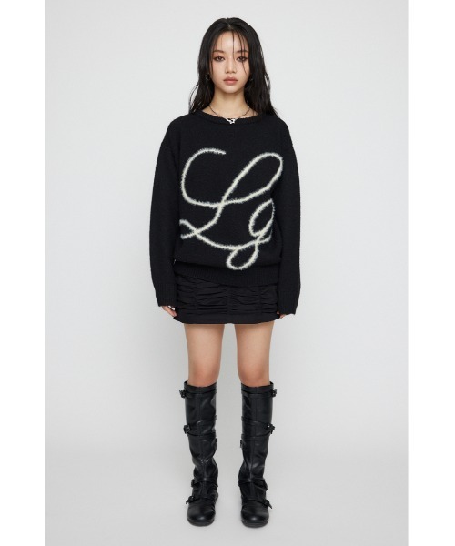 LAGUA GEM（ラグアジェム）の「SHAGGY LOGO OVER ニット（ニット/セーター・レディース・グレー/アイボリー/ブラック・FREE）」の7枚目の写真