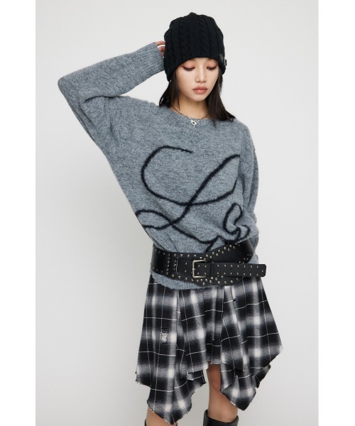 LAGUA GEM（ラグアジェム）の「SHAGGY LOGO OVER ニット（ニット/セーター・レディース・グレー/アイボリー/ブラック・FREE）」の11枚目の写真