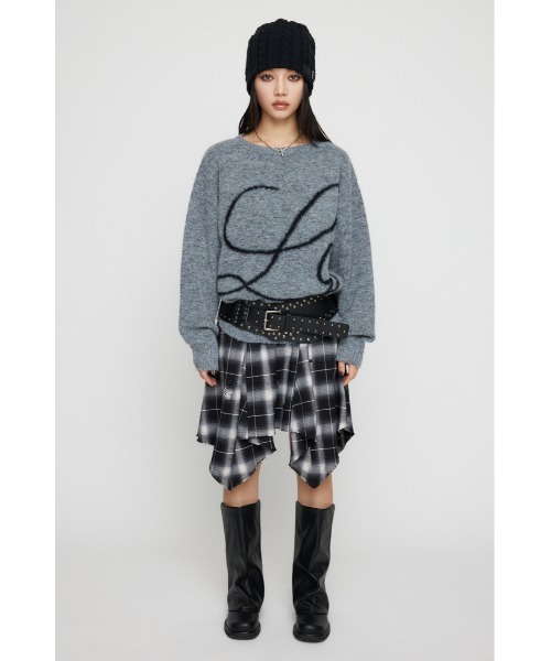 LAGUA GEM（ラグアジェム）の「SHAGGY LOGO OVER ニット（ニット/セーター・レディース・グレー/アイボリー/ブラック・FREE）」の12枚目の写真