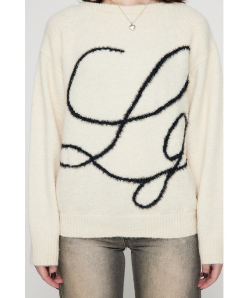 LAGUA GEM（ラグアジェム）の「SHAGGY LOGO OVER ニット（ニット/セーター・レディース・グレー/アイボリー/ブラック・FREE）」の21枚目の写真