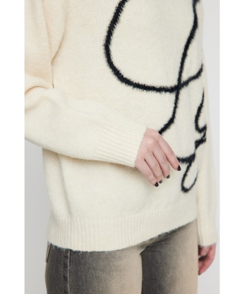 LAGUA GEM（ラグアジェム）の「SHAGGY LOGO OVER ニット（ニット/セーター・レディース・グレー/アイボリー/ブラック・FREE）」の22枚目の写真