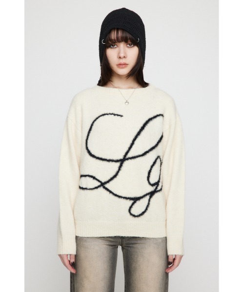 LAGUA GEM（ラグアジェム）の「SHAGGY LOGO OVER ニット（ニット/セーター・レディース・グレー/アイボリー/ブラック・FREE）」の14枚目の写真