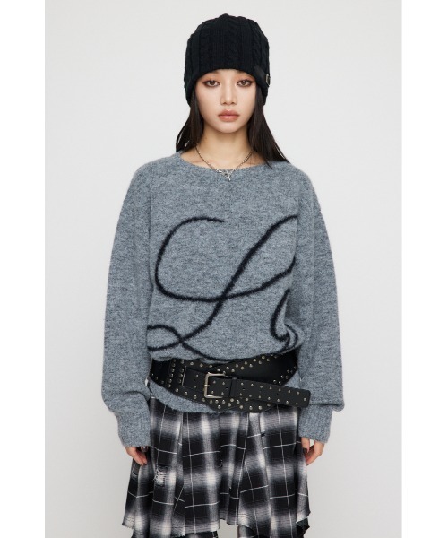 LAGUA GEM（ラグアジェム）の「SHAGGY LOGO OVER ニット（ニット/セーター・レディース・グレー/アイボリー/ブラック・FREE）」の9枚目の写真