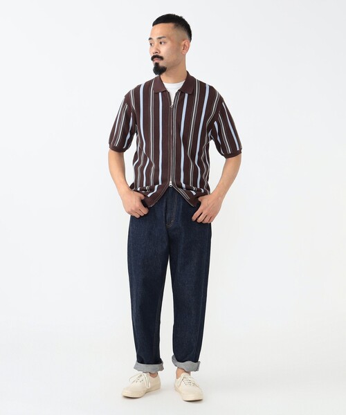 BEAMS PLUS(ビームスプラス)の「マルチ ストライプ ジップ ニット ポロシャツ(ポロシャツ・メンズ・ブラック/ライトグレー/ブラウン/イエロー系その他6・XL/L/S/M)」の16枚目の写真