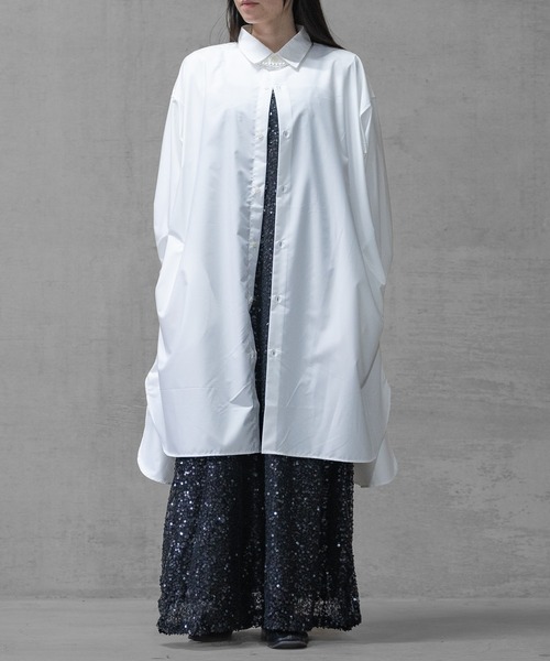 Naive magic(ナイーブマジック)の「【a】〔新色追加〕ポリエステルブロード 長袖 ロングシャツ /シャツジャケット(シャツ/ブラウス・メンズ・ブルー/ブラック系/ホワイト/ブルー系/ホワイト系/ブラック・LARGE/MEDIUM)」の8枚目の写真