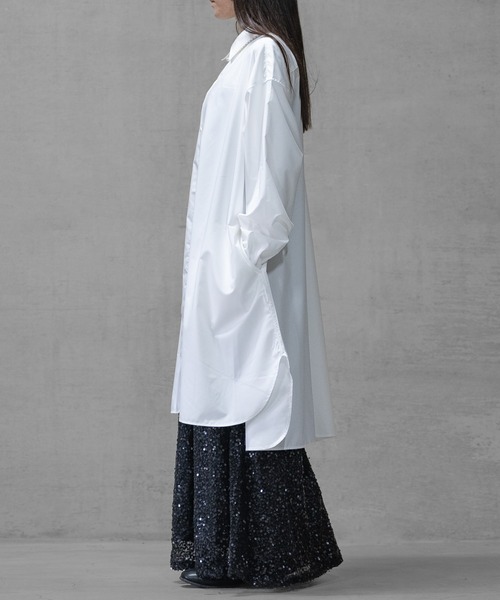 Naive magic(ナイーブマジック)の「【a】〔新色追加〕ポリエステルブロード 長袖 ロングシャツ /シャツジャケット(シャツ/ブラウス・メンズ・ブルー/ブラック系/ホワイト/ブルー系/ホワイト系/ブラック・LARGE/MEDIUM)」の10枚目の写真