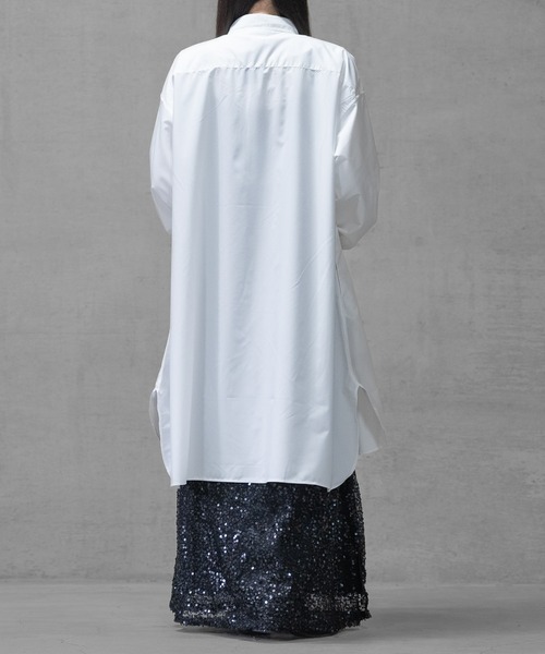 Naive magic(ナイーブマジック)の「【a】〔新色追加〕ポリエステルブロード 長袖 ロングシャツ /シャツジャケット(シャツ/ブラウス・メンズ・ブルー/ブラック系/ホワイト/ブルー系/ホワイト系/ブラック・LARGE/MEDIUM)」の11枚目の写真