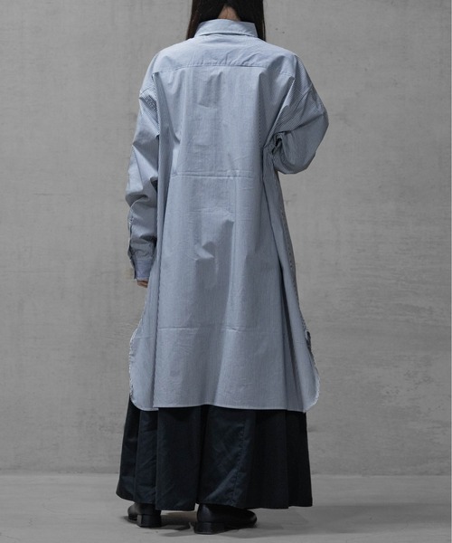 Naive magic(ナイーブマジック)の「【a】〔新色追加〕ポリエステルブロード 長袖 ロングシャツ /シャツジャケット(シャツ/ブラウス・メンズ・ブルー/ブラック系/ホワイト/ブルー系/ホワイト系/ブラック・LARGE/MEDIUM)」の16枚目の写真