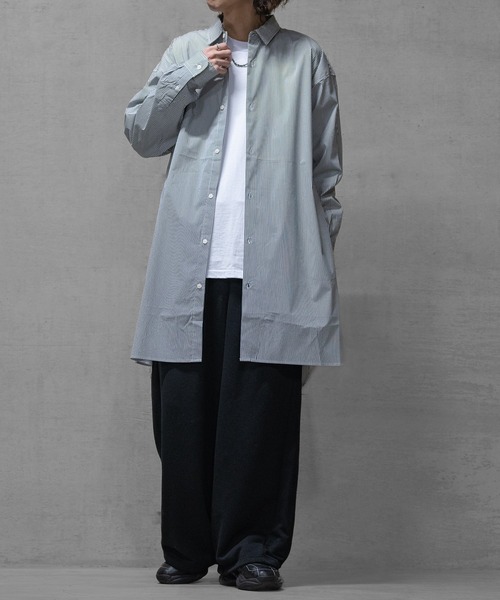 Naive magic(ナイーブマジック)の「【a】〔新色追加〕ポリエステルブロード 長袖 ロングシャツ /シャツジャケット(シャツ/ブラウス・メンズ・ブルー/ブラック系/ホワイト/ブルー系/ホワイト系/ブラック・LARGE/MEDIUM)」の17枚目の写真