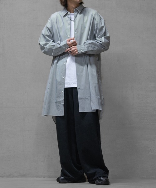 Naive magic(ナイーブマジック)の「【a】〔新色追加〕ポリエステルブロード 長袖 ロングシャツ /シャツジャケット(シャツ/ブラウス・メンズ・ブルー/ブラック系/ホワイト/ブルー系/ホワイト系/ブラック・LARGE/MEDIUM)」の18枚目の写真