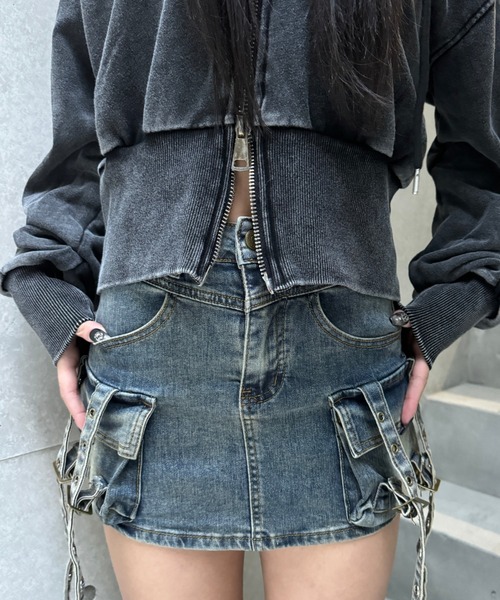 KsG(ケーエスジー)の「cargo long belt skirt(デニムスカート・レディース・ブラック/ブルー/ダークブルー・LARGE/SMALL/MEDIUM)」の1枚目の写真