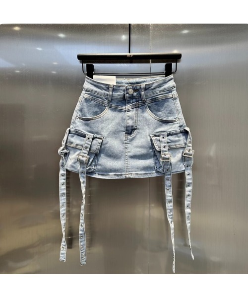 KsG(ケーエスジー)の「cargo long belt skirt(デニムスカート・レディース・ブラック/ブルー/ダークブルー・LARGE/SMALL/MEDIUM)」の3枚目の写真