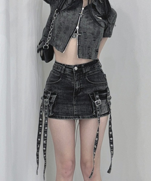 KsG(ケーエスジー)の「cargo long belt skirt(デニムスカート・レディース・ブラック/ブルー/ダークブルー・LARGE/SMALL/MEDIUM)」の7枚目の写真