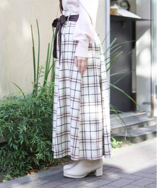 axes femme（アクシーズファム）の「起毛チェックフレアスカート（スカート・レディース・ベージュ/パープル/ピンク・FREE）」の21枚目の写真